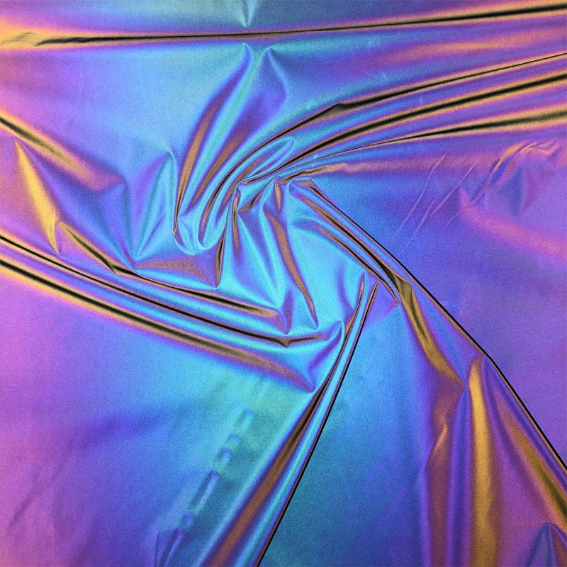 100*140cm Duhová Světlo Odrážející Strečová Látka Gradient Větrovka DIY Dekor Bunda Kabát Oblečení Designová Látka