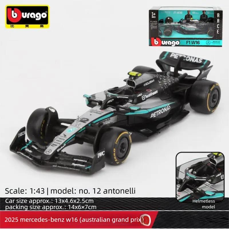 Bburago 1:43 Scale Mercedes-AMG F1 W15 W16 Formula 1 Racing Car Diecast Alloy Model Simulation Vehicle Collectible Gift for Kids