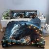 Elegant Horses Amid Festive Lights  Kid'S And Adults' Bedroom Decor, Exquisite Three-Piece Bedding Set Gift