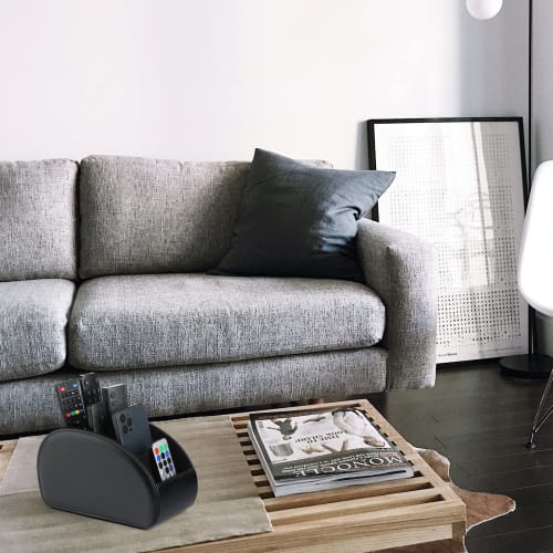 Vlando Remote Control Rack, Large, PU Leather, Remote Control Storage, Tabletop, 5 Compartments, Remote Control Stand, Stylish, Waterproof, Multi-func