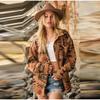 Giacca da donna con risvolto e stampa vintage, abbottonata, casual, calda, monopetto, con tasche
