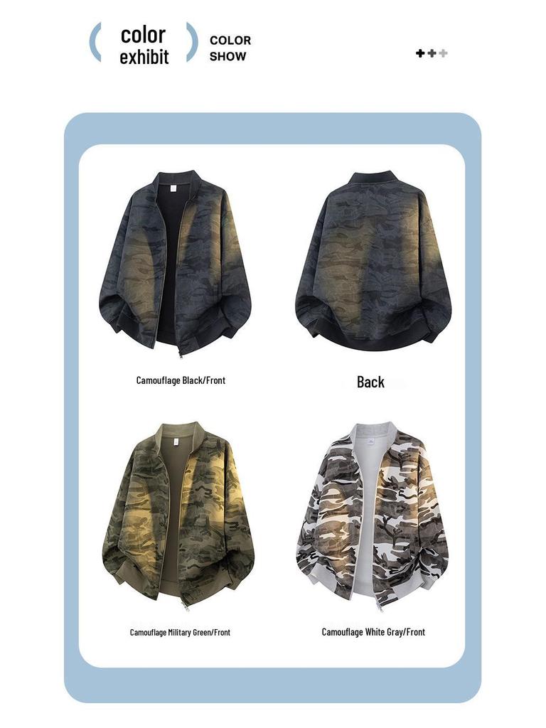 ACU Men's Clothing | Camouflage Baseball Cardigan Hoodie - Trendy American Sport Jacket for Spring Autumn Winter 2026