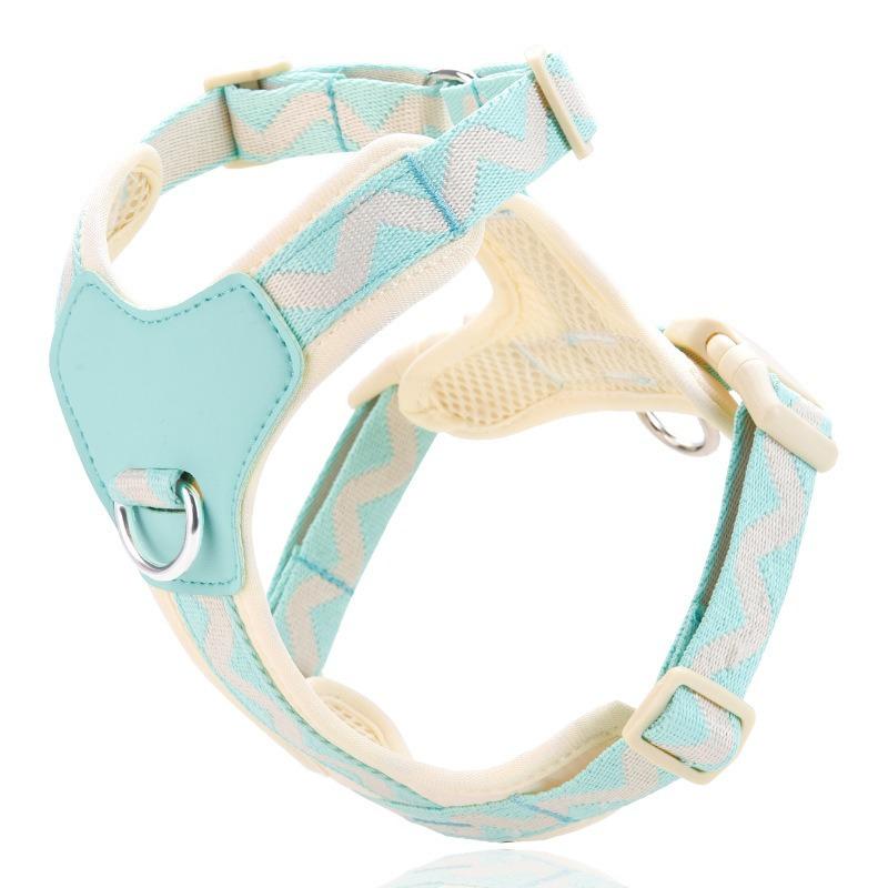 Adjustable Size Reflective Polyester Vest-Style Chest Harness Set Fashion Dog Leash Button Anti-Escape Pet Supplies Cross-Border