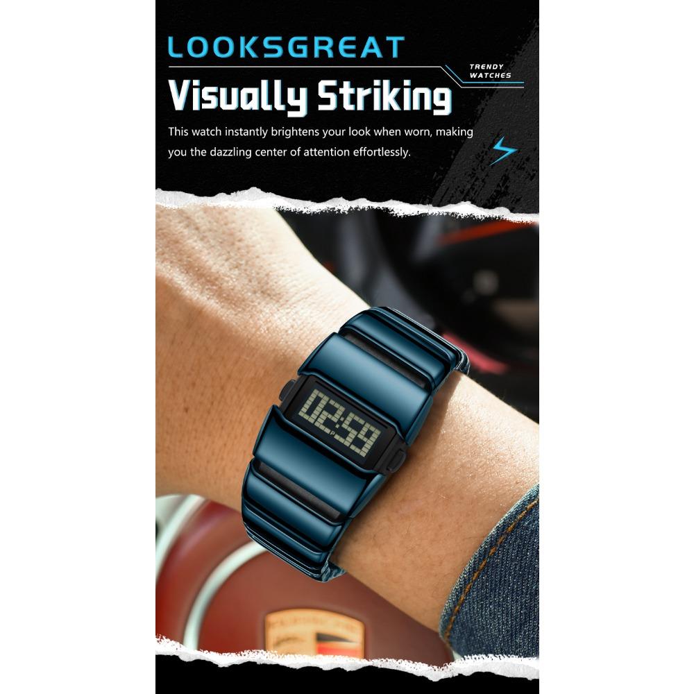 POEDAGAR Top Original LED Men Watch Waterproof Week Calendar Alarm Man Wristwatch Sport Stainless Steel Electronic Men's Watches