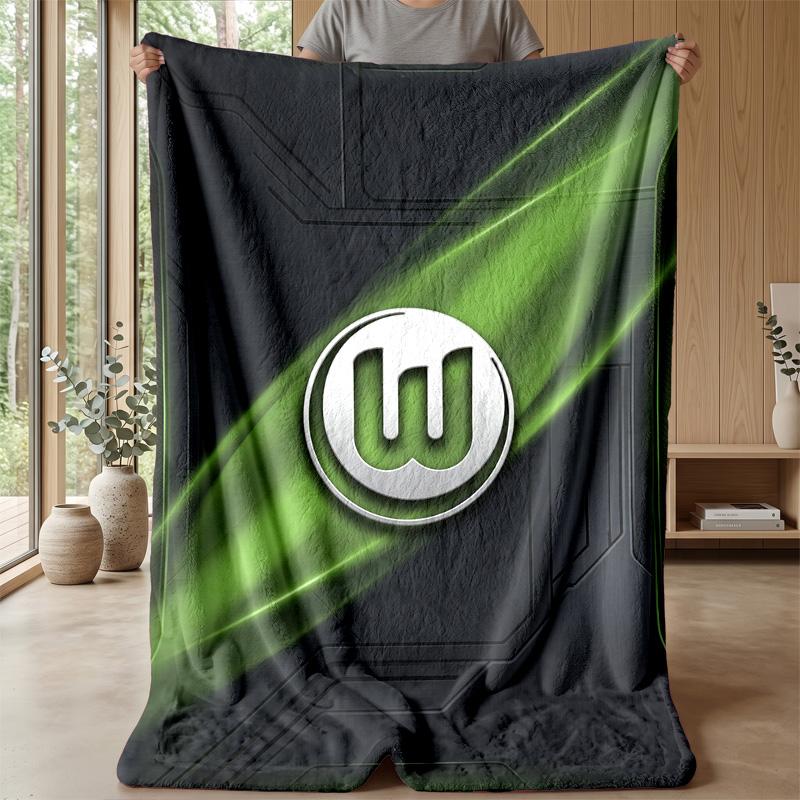 VfL Wolfsburg FC Weiche Flanell-Fleece-Decke Leicht Gemütlich Warm Überwurfdecke für Sofa Bett Heimdekoration