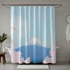 1 Piece Sakura And Mount Fuji Print Shower Curtain - Soft Polyester, Machine Washable, Suitable For All Seasons, With Hooks