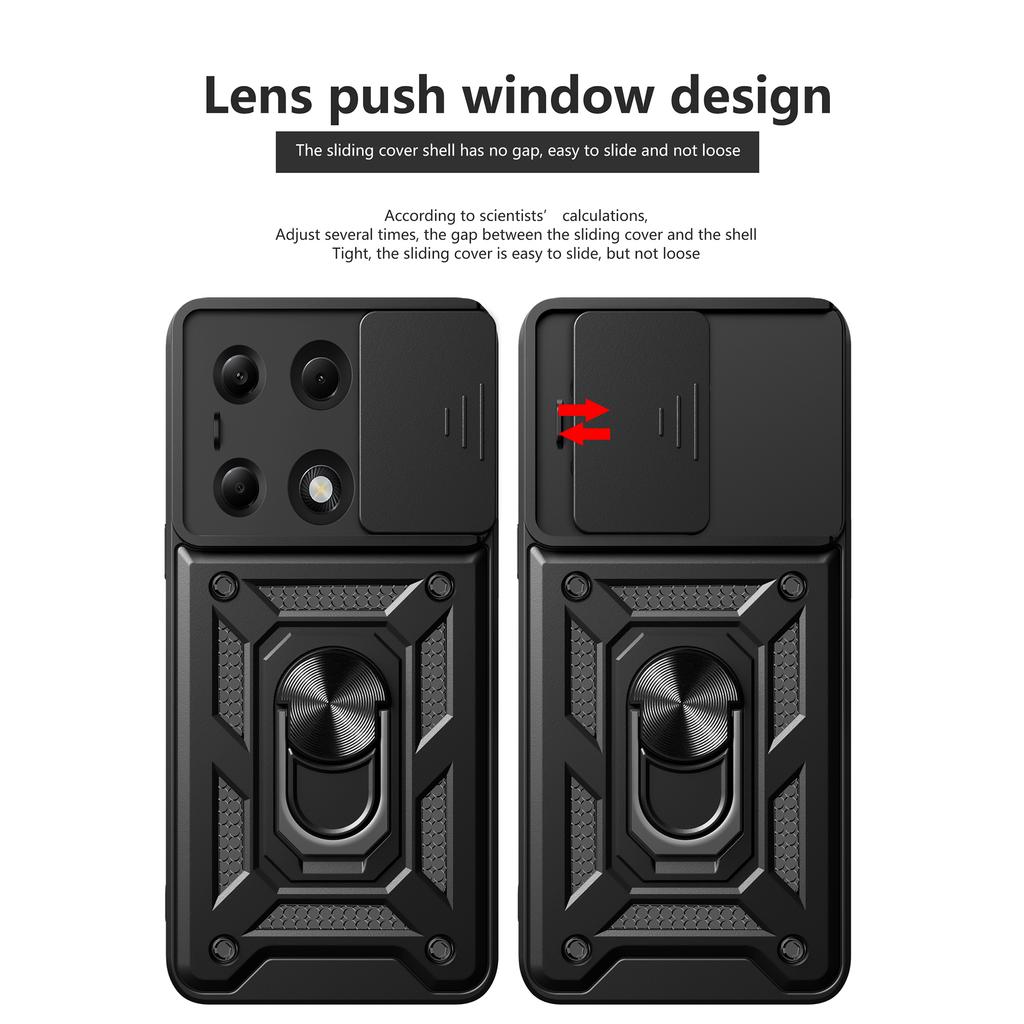 For Xiaomi Redmi Note 13 Pro 4G/Poco M6 Pro 4G Phone Case Slide Lens Guard Bump Proof PC+TPU Shell