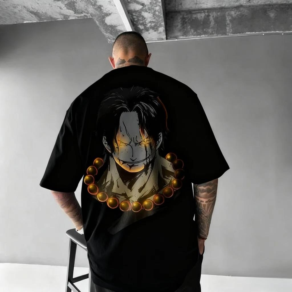 Bandai One Piece Nadruk Luffy Krótki rękaw Luźny Męskie i Damskie Letnie do dojazdów Oddychający Sportowy Bawełniany T-shirt 2026
