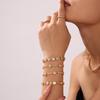 Qiong Yao 18K Gold PVD Plated Stainless Steel Geometric Zircon Star Bracelet for Women, Handmade and Super Shiny