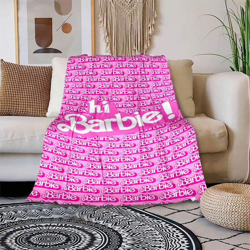 

1pc Barbie Pink Pattern Cartoon Blanket,Portable Throw for Travel & Camping, All Season Cozy Blanket,Ideal Gift 80cmx120cm