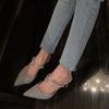 Fashion Celebrity Style Party Niche Half Slippers Women's 2025 Summer New Light Luxury Style Outer Wear Thin Heel Pointed High Heel