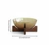 Glass Fruit Bowl with Wood Stand Elegant Design Tea-Tinted