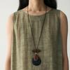 Handmade Retro Beaded Necklace: 2025 Summer Irregular Lotus Wood Design for Women