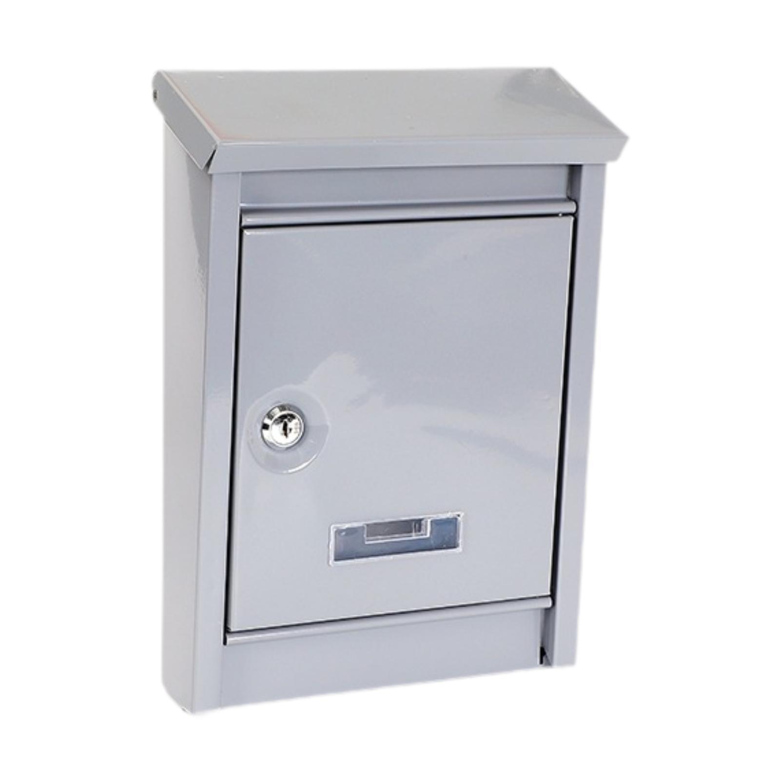 Wall Hanging Mailbox Lockable Weatherproof Decorative Newspaper Suggestion Box for House Office Entrance Gate Front Door серый