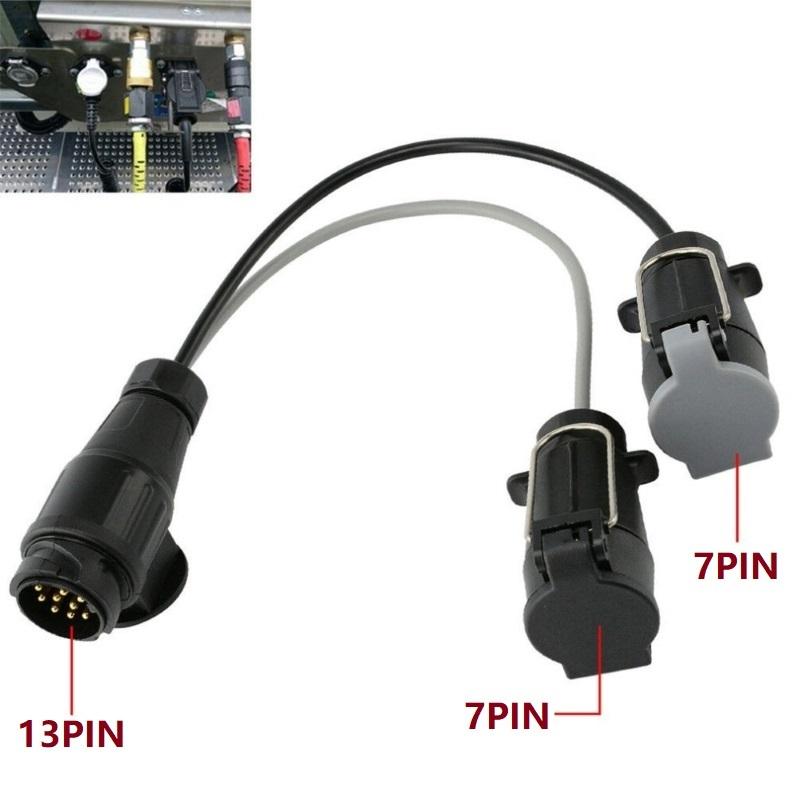 13 Pin To Double 7 Pin Adaptor Trailer Extension Lead Caravan Towing Socket Plug Board Connectors Car Accessories