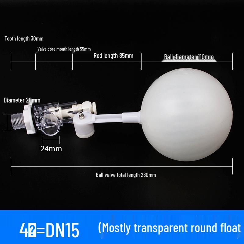 Adjustable Transparent Plastic Float Valve for Water Tanks - Install At Any Angle