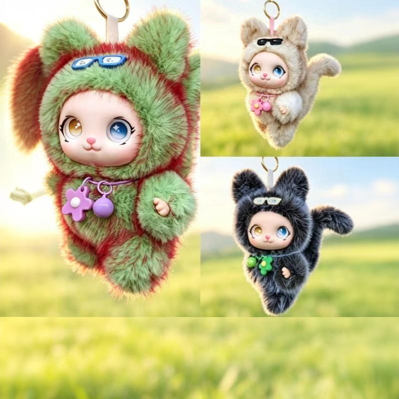 Cute Heterochromatic Eyes Fox Plush Keychain Soft Stuffed Doll Toy Bag Pendant Decoration Car Keyholder For Girls Birthday Gifts