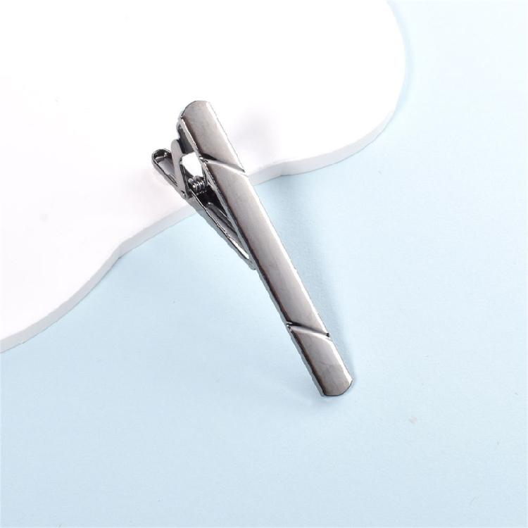 Men Stainless Steel Tie Clip Textured Grip Suit Accessories Wedding Business Use