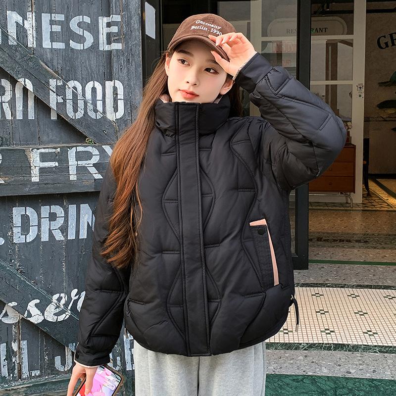 Women’s Short Stand Collar Windproof Thin Slim Winter Jacket