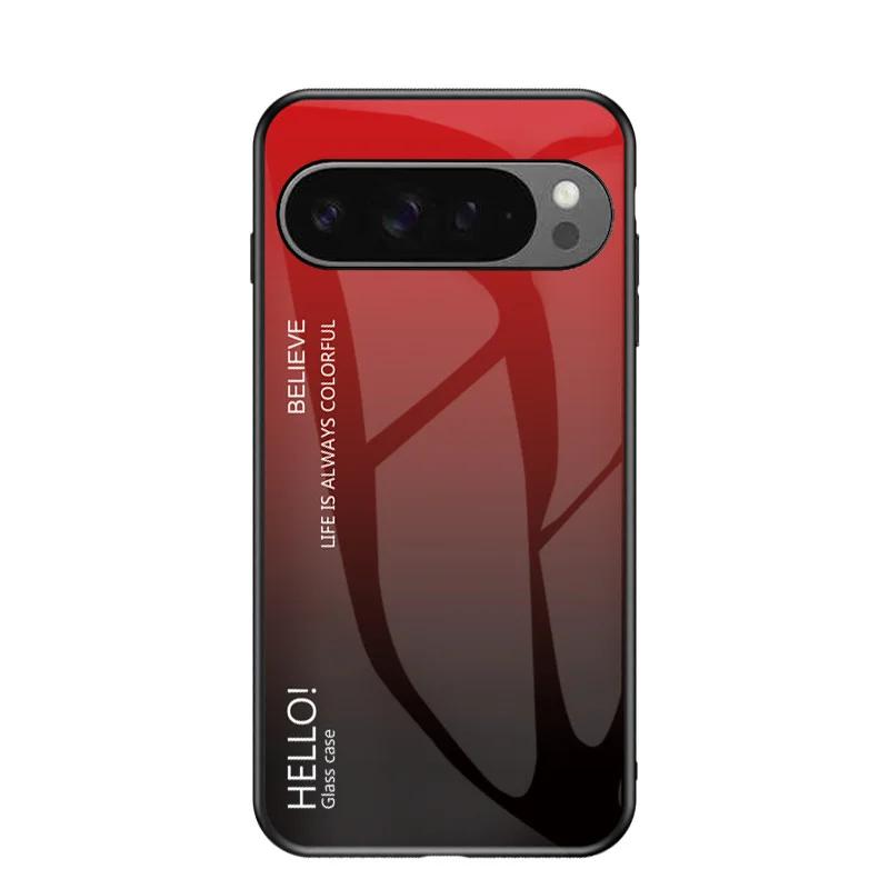 Чехол для Google Pixel 9 Pro XL, градиентное закаленное стекло, жесткая задняя крышка, чехол для телефона, силиконовый бампер для Google Pixel 9 Pro XL 5G Google Pixel 9Pro XL