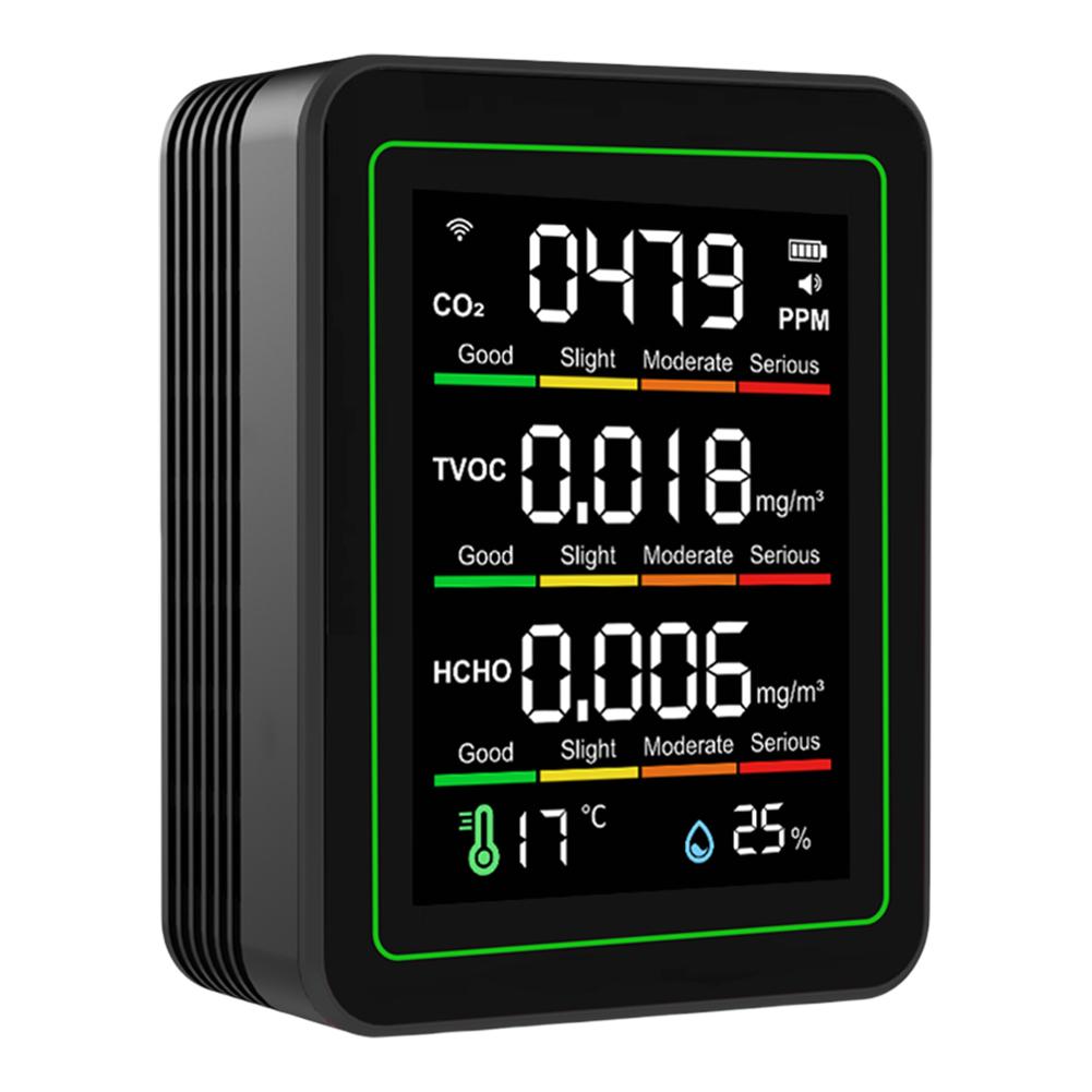 Smart Air Quality Monitor Temperature & Humidity Indoor WiFi Air Quality Detector Air Quality Tester for AQI CO2 PM2.5 HCHO