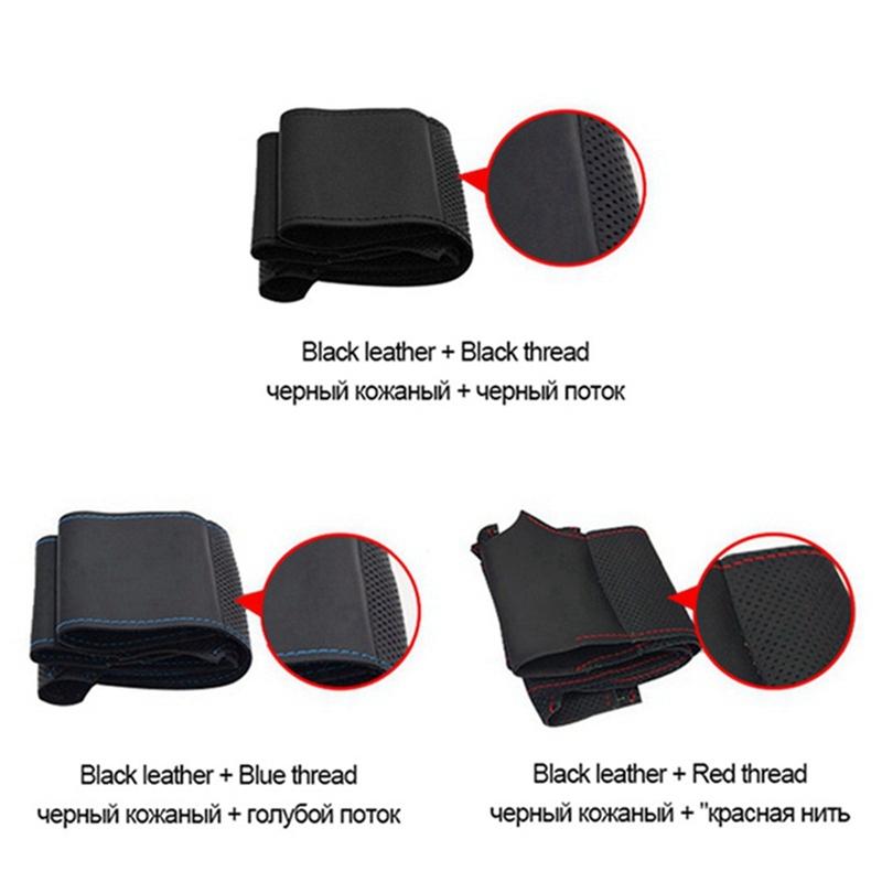 Car Interior Hand Stitched Black Breathable Soft Suede Leather 2008-2017 Steering Wheel Cover For Ford EcoSport Fiesta
