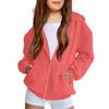 Children's Relaxed-Fit Zipper Hooded Sweatshirt Jacket Solid Color Hoodie With Pockets