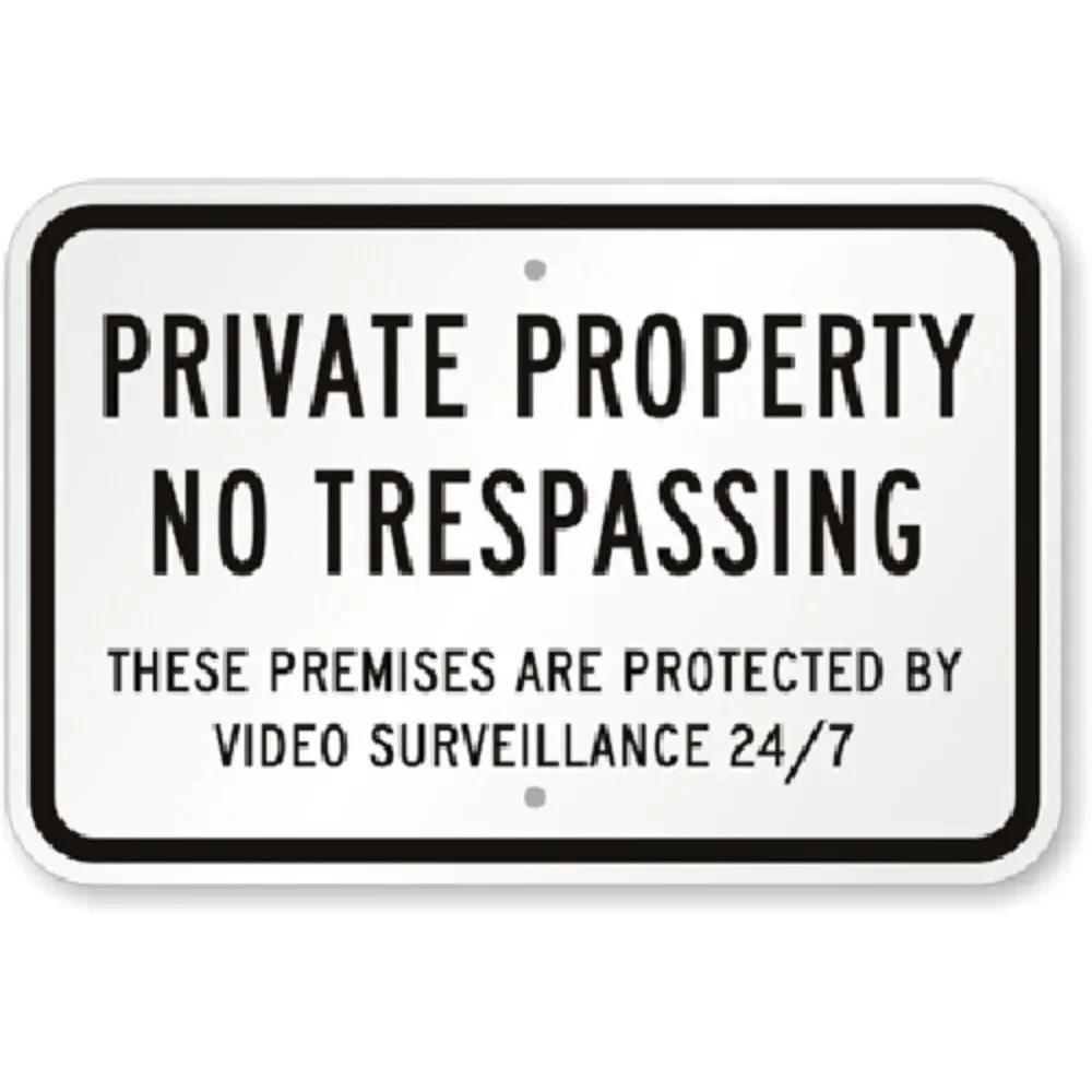 

Vintage Tin Sign Art,Private Property Sign - Weatherproof Aluminum, , No Trespassing 20x30cm