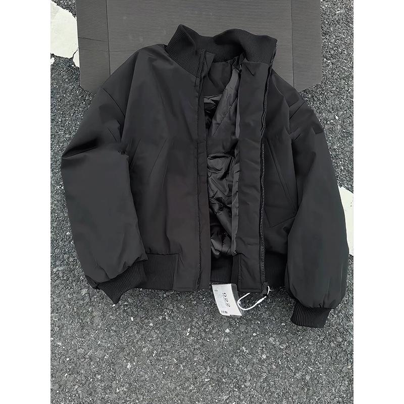 

Men s Winter Black Cotton Baseball Jacket with Stand-up Collar XL чорний