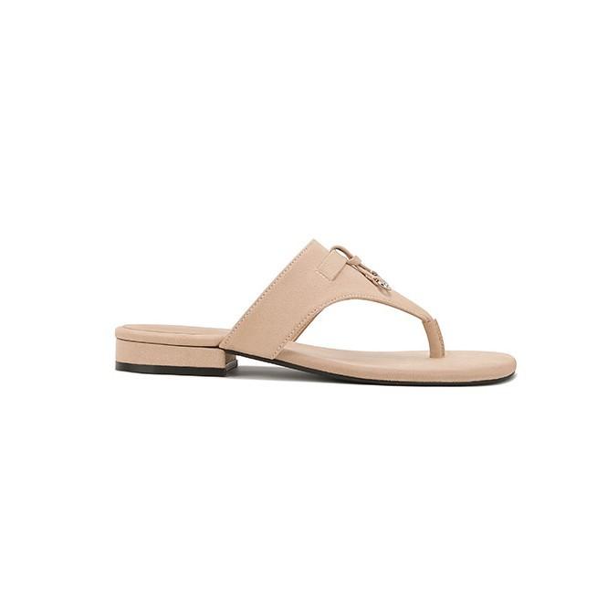 [] lp wife drag~ metal buckle tassel toe flat bottom herringbone cool slippers women wear summer