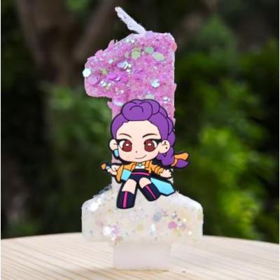 Vela Temática Cazadores de Demonios Kpop Número 3D 0-9 Decoración para Tarta de Cumpleaños Infantil Baby Shower Accesorios para Fiesta Anime Regalos