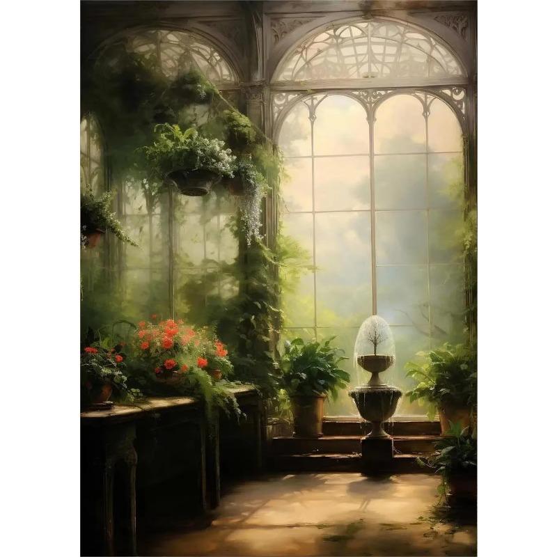 Renaissance Greenhouse Art Plant Garden Classic Retro Poster Canvas Paintings Wall Art Pictures Home Decor