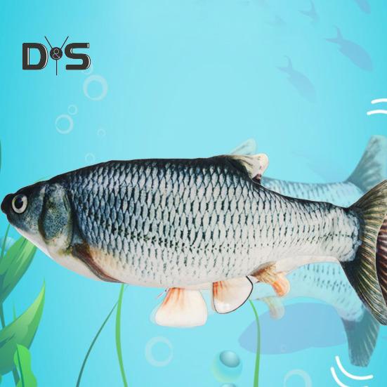 Flopping Fish Cat Toy with Catnip Interactive Automatic Floppy Carp Kitten Kicker Toy Electric Realistic Plush Wiggle Fish for Indoor Cats Dogs