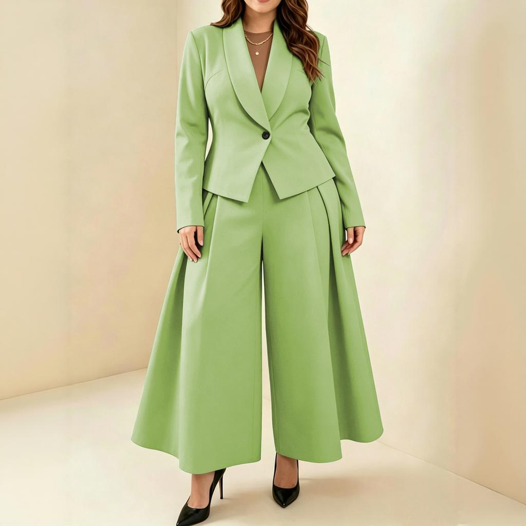 Women's Wide Leg Pants Two Piece Set for Business Commuting and Wear