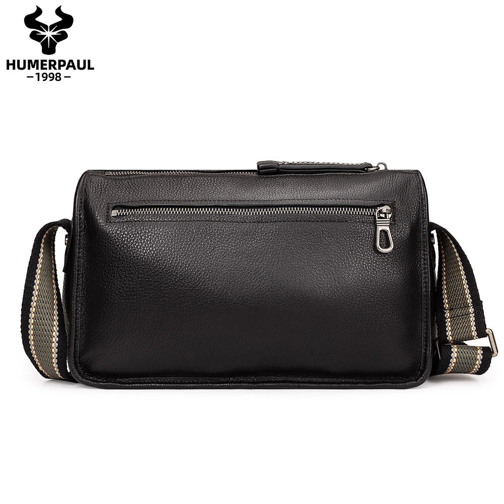Humerpaul Men Leather Shoulder Bag High-quality Large Capacity and Multi-function Design