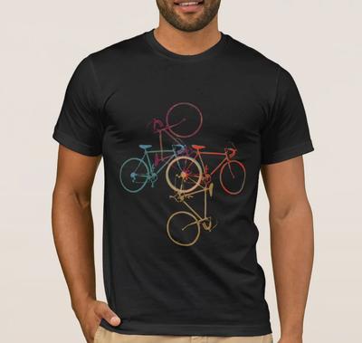 Einzigartiges Vier Fahrräder im Kreis Grafik Straße Radfahren Biken Fahrer T-Shirt 100% Baumwolle Kurzarm Rundhals Freizeit T-Shirt Größe S3XL