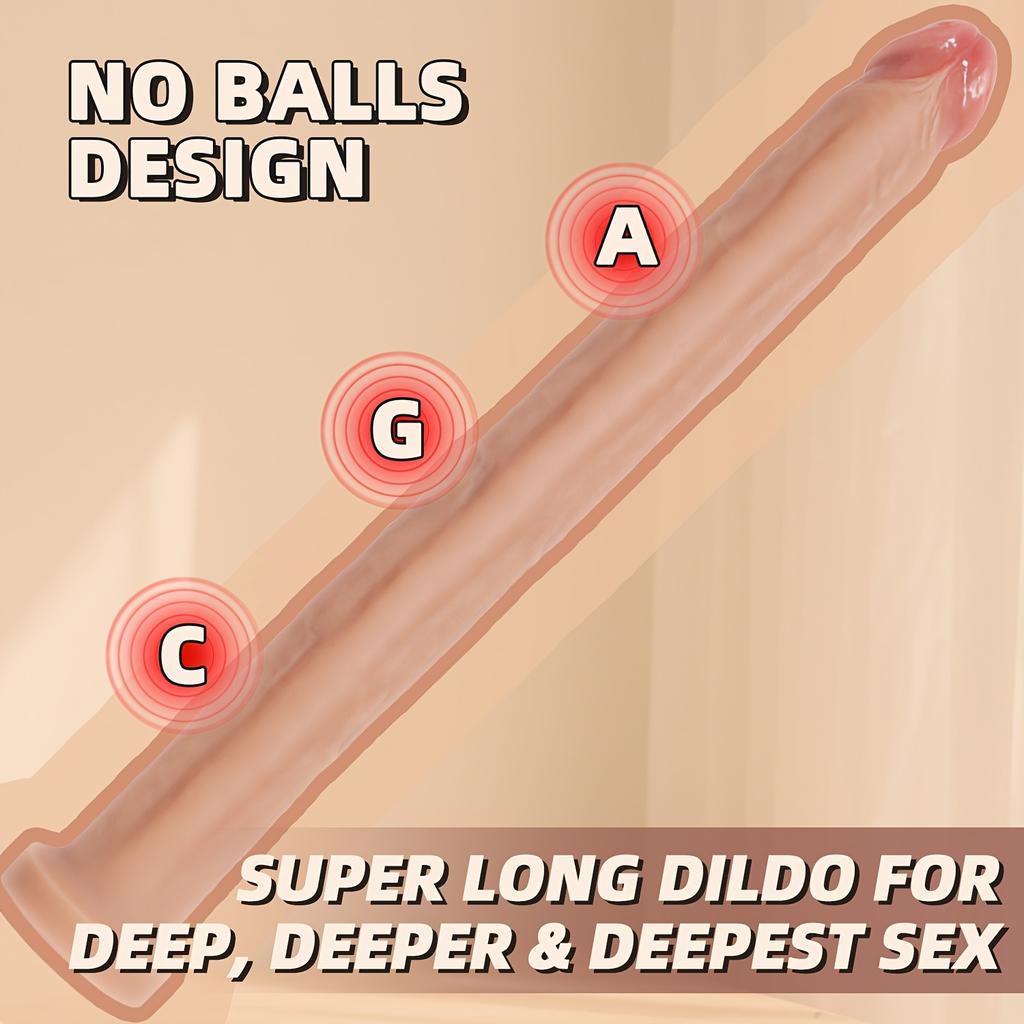 14.95'' Super Long Realistic Silicone Dildo, Huge Soft Lifelike Design with Strong Suction Cup, Flexible Adult Toy, Hands-Free Use, Discreet Packaging