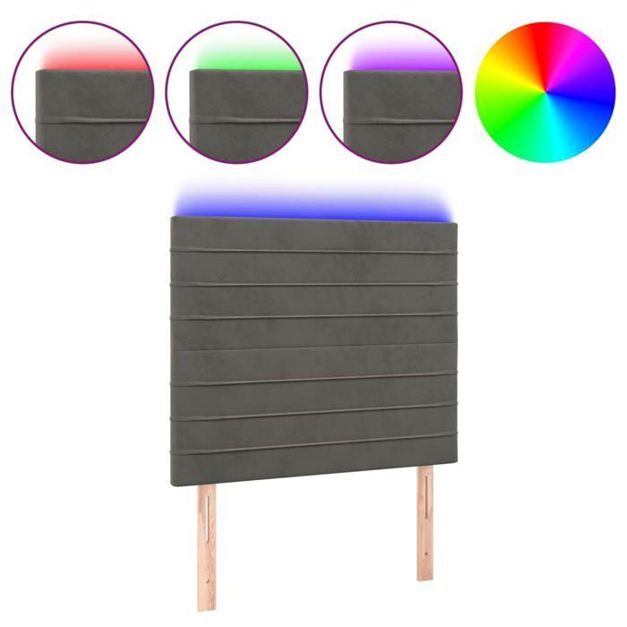 VidaXL Tête de Lit à LED Meuble de Chambre à Coucher Accessoire de Lit Simple Tête de Cadre de Lit Intérieur Gris Foncé 3122601