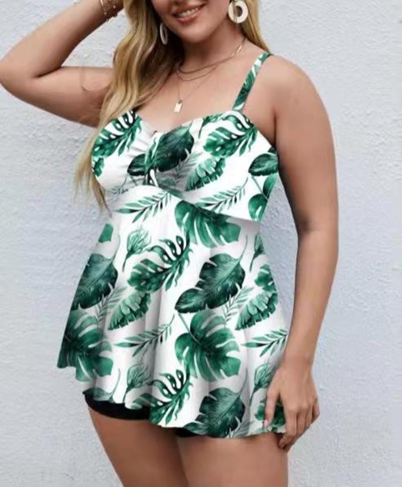 

Женская мода, скромный купальник из двух частей, мягкий купальник с открытой спиной, однотонные шорты для мальчика, комплект купального костюма большого размера, танкини с принтом, купальный костюм 4XL зелёный