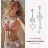 Surgical Stainless Steel Dangle Belly Button Rings for Women Belly Ring Dangling Piercing Jewelry with Heart Flower Butterfly Silver Gold Tone