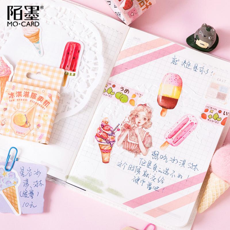 46 Sheets Ice Cream Stickers Mini Box, Sweet Style Journal Material, Student Stationery Album Decals