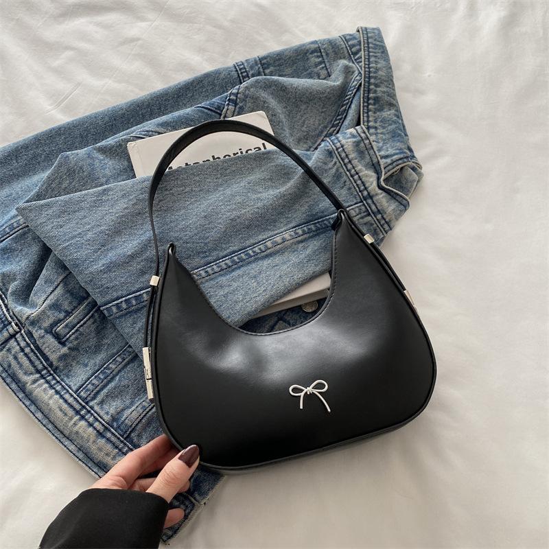 

Текстурированная сумка подмышку универсальная 2025 новая модная сумка-мессенджер французская плечевая сумка чёрный