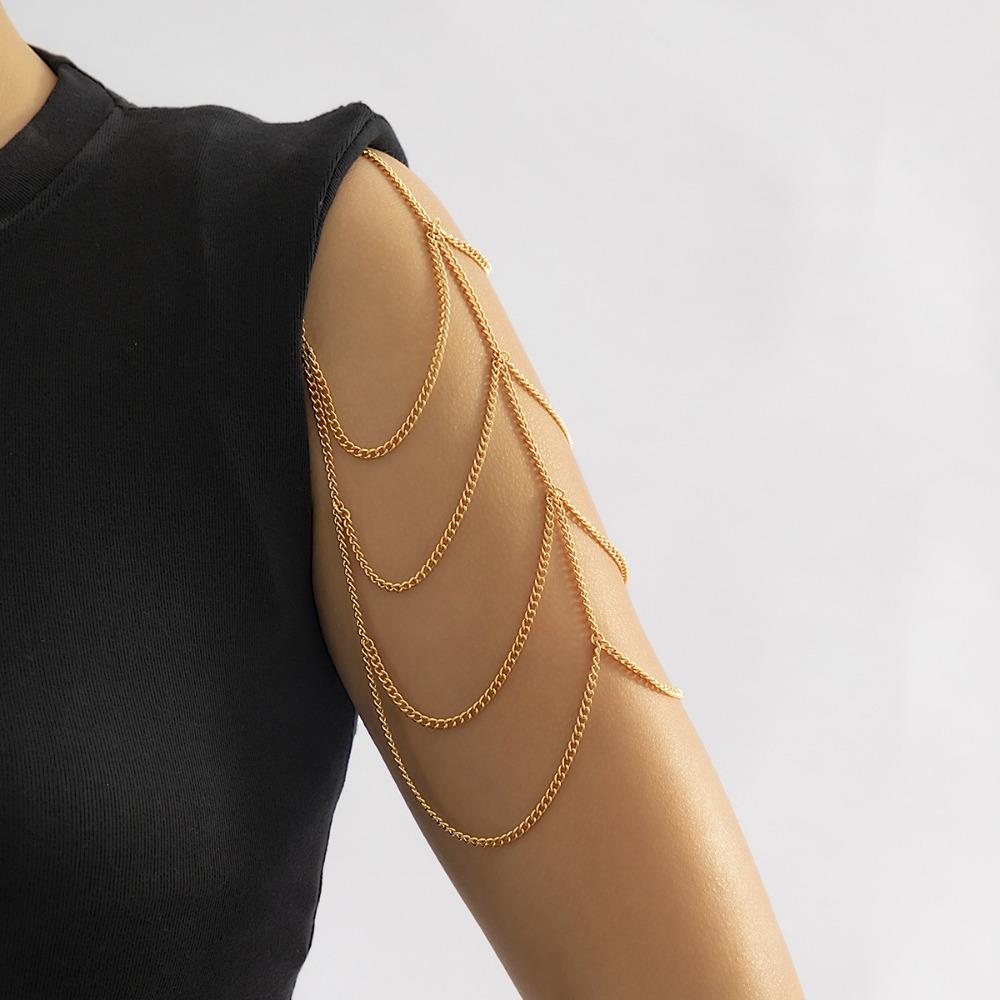 

Многослойная цепочка для тела Металлическое ожерелье на плечо Простая цепочка на плечо Женская