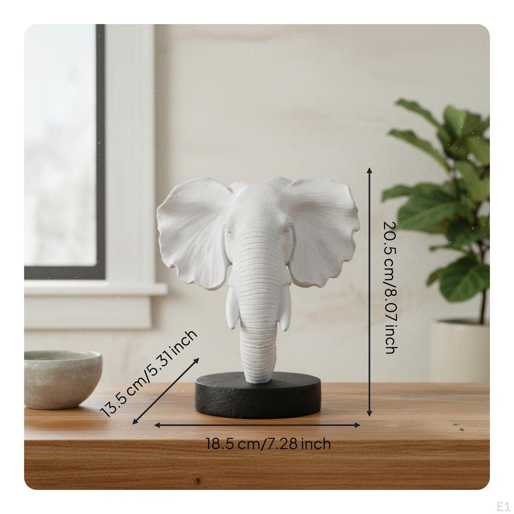 Elephant Head Statue Polyresin Resin Ornament Creative Design Animal Sculpture for