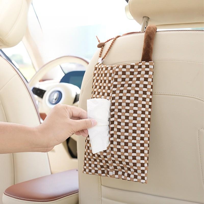 Modern Minimalist Car Tissue Holder With Polyester Fabric For Home And Travel Use