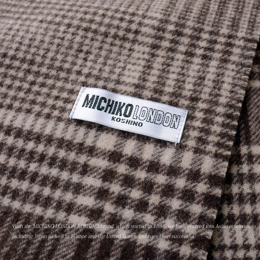 MICHIKO LONDON Brand Wool Scarf, Unisex, Warm Winter Muffler, Glen Check (Pattern C Gray)