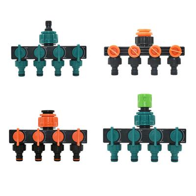 Drip Irrigation 4-Way Garden Tap Water Splitter Water Pipe 4 Way Splitter Irrigation Valve Quick Connector  Female 1/2 "3/4" 1"