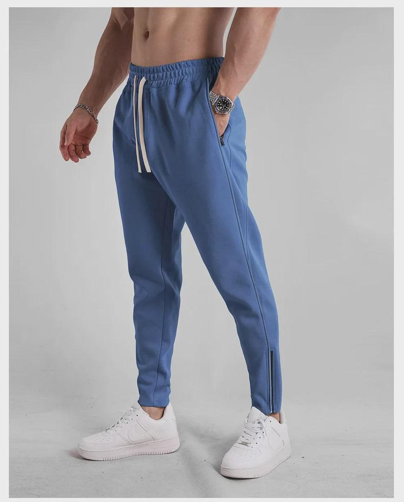 Men's Slim Fit Zippered Cotton Sweatpants for Spring & Autumn – Casual Outdoor Sportswear