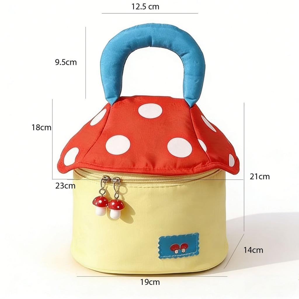 Cute Mushroom Shaped Cosmetic Bag Large Capacity Portable Makeup Organizer Pouch