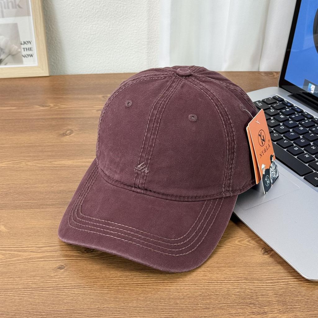 Fashion Hat English Embroidery Washed Hat Korean Version Old Solid Color Baseball Cap Four Seasons Men's and Women's Shade Cap